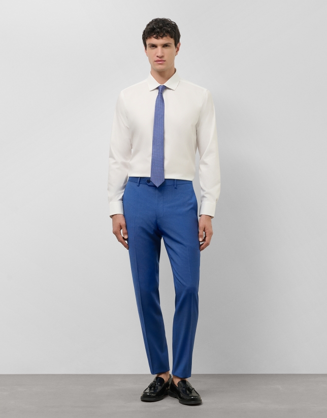 Traje half canvas slim fit microestructura azul