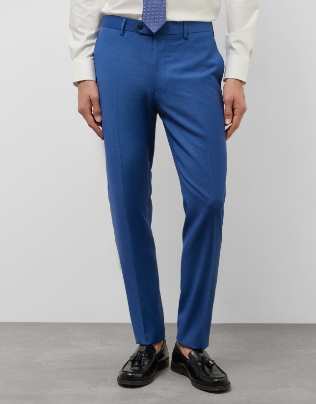 Traje half canvas slim fit microestructura azul