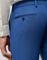 Traje half canvas slim fit microestructura azul