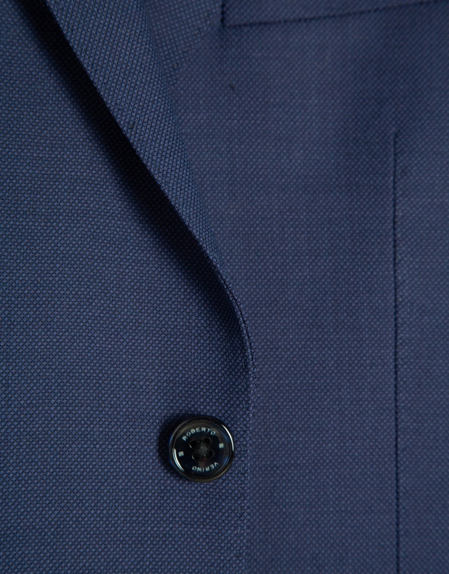 Half canvas slim fit faux plain dark ink blue suit