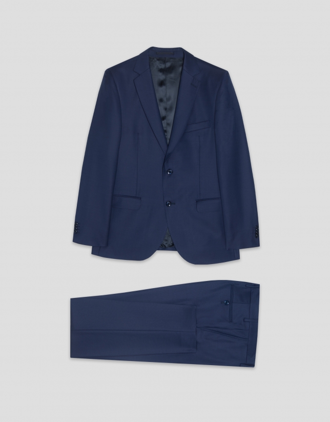 Half canvas slim fit faux plain dark ink blue suit