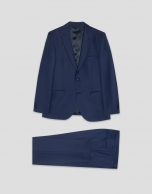 Traje half canvas slim fit falso liso azul tinta oscuro