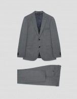 Traje half canvas slim fit falso liso gris oscuro