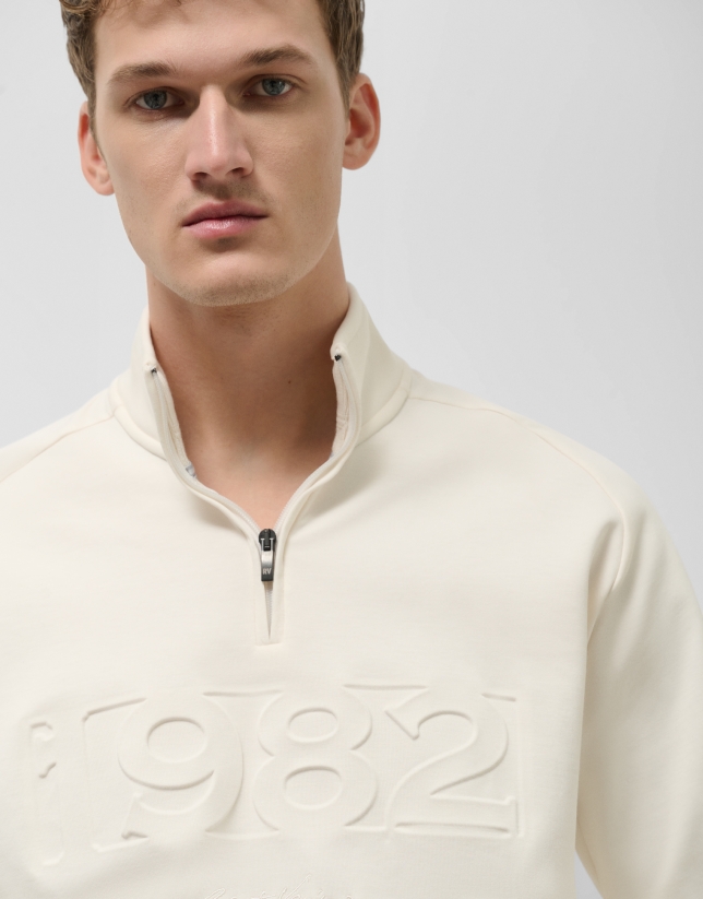 Raw half-zip sweatshirt with logo