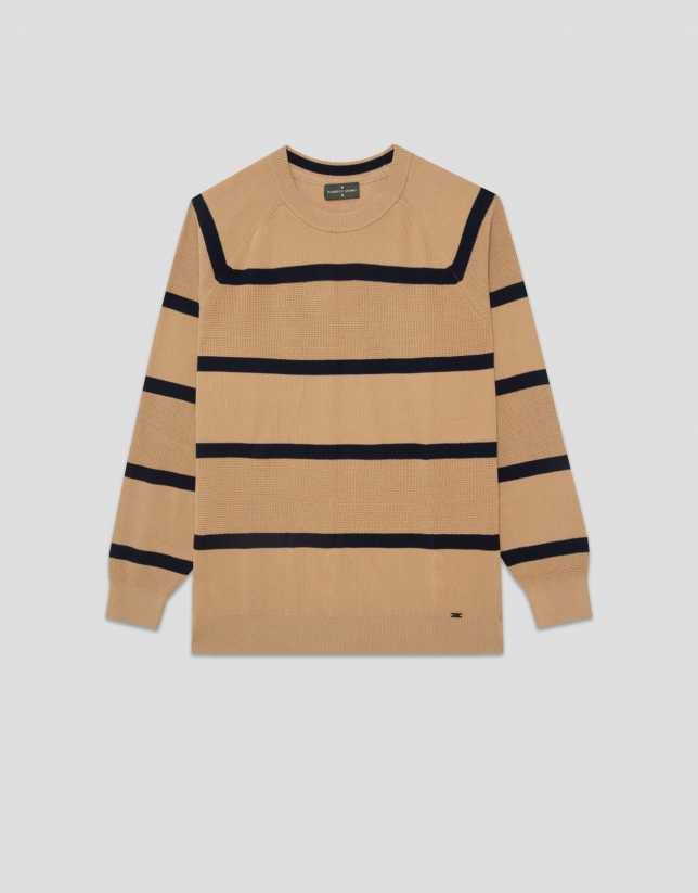 Jersey rayas camel/marino