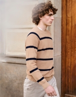 Jersey rayas camel/marino