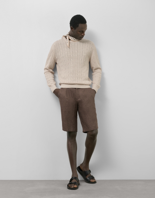 Jersey ochos punto algodón/lino beige