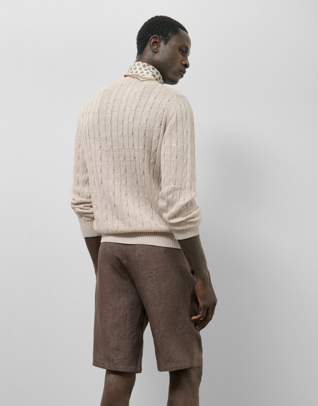 Jersey ochos punto algodón/lino beige