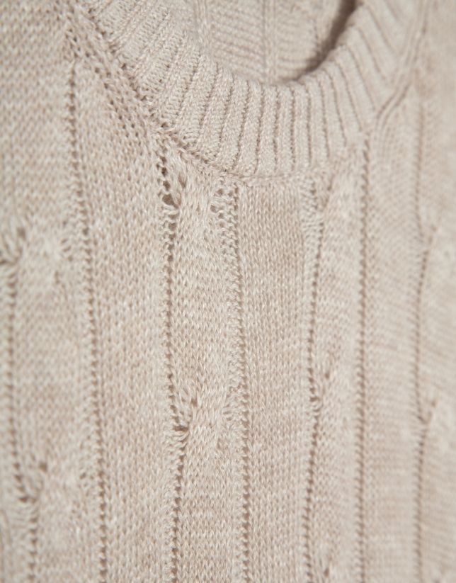 Jersey ochos punto algodón/lino beige