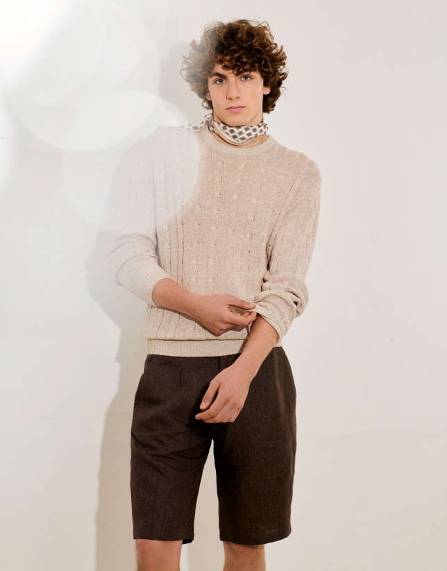 Jersey ochos punto algodón/lino beige