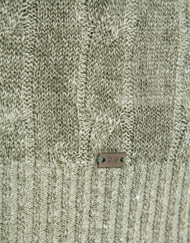 Jersey ochos punto algodón/lino verde caqui claro