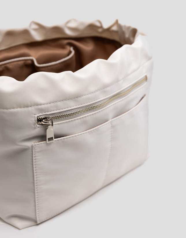 Beige nylon bag organizer
