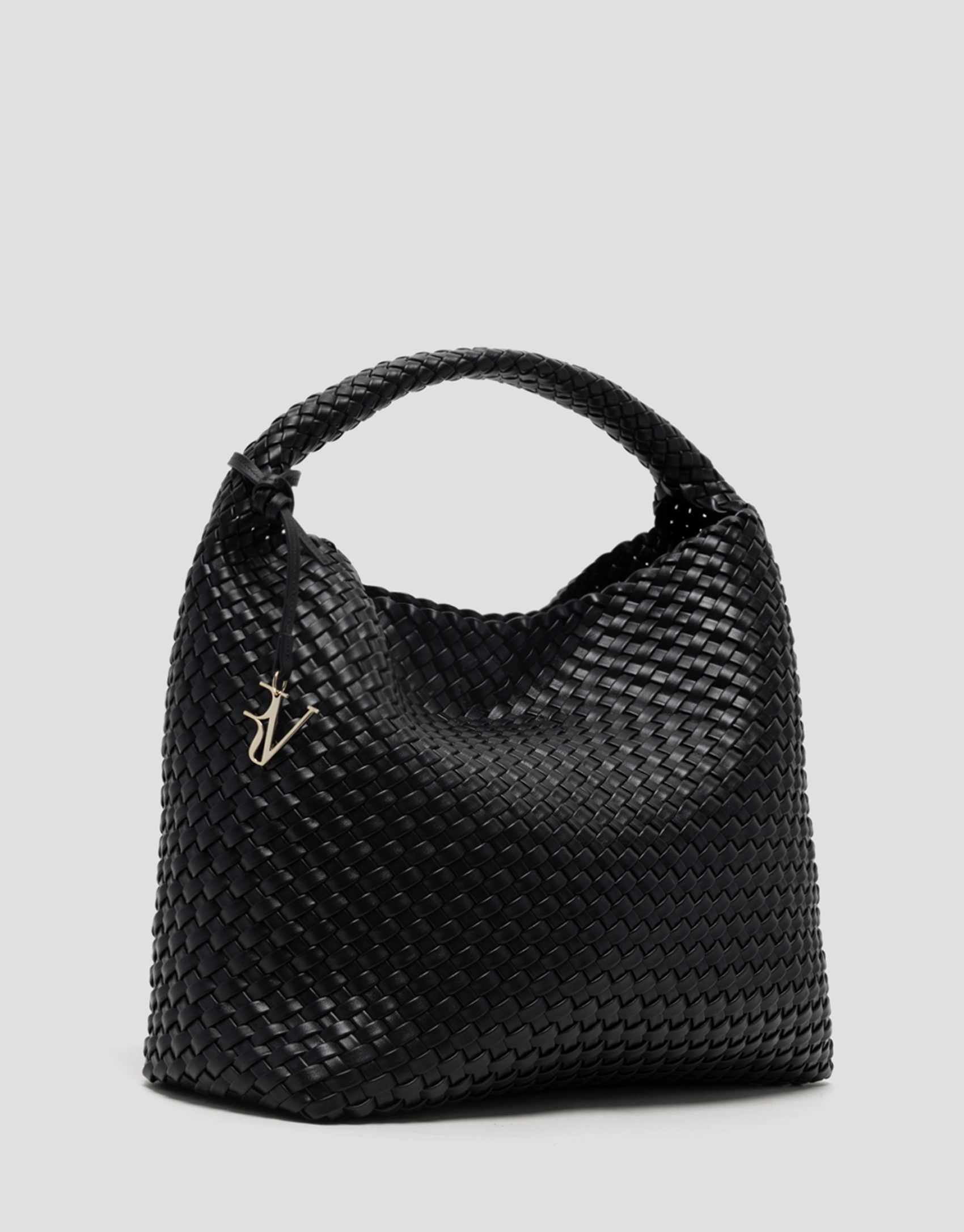 Black Paula Hobo shoulder bag with braided leather 