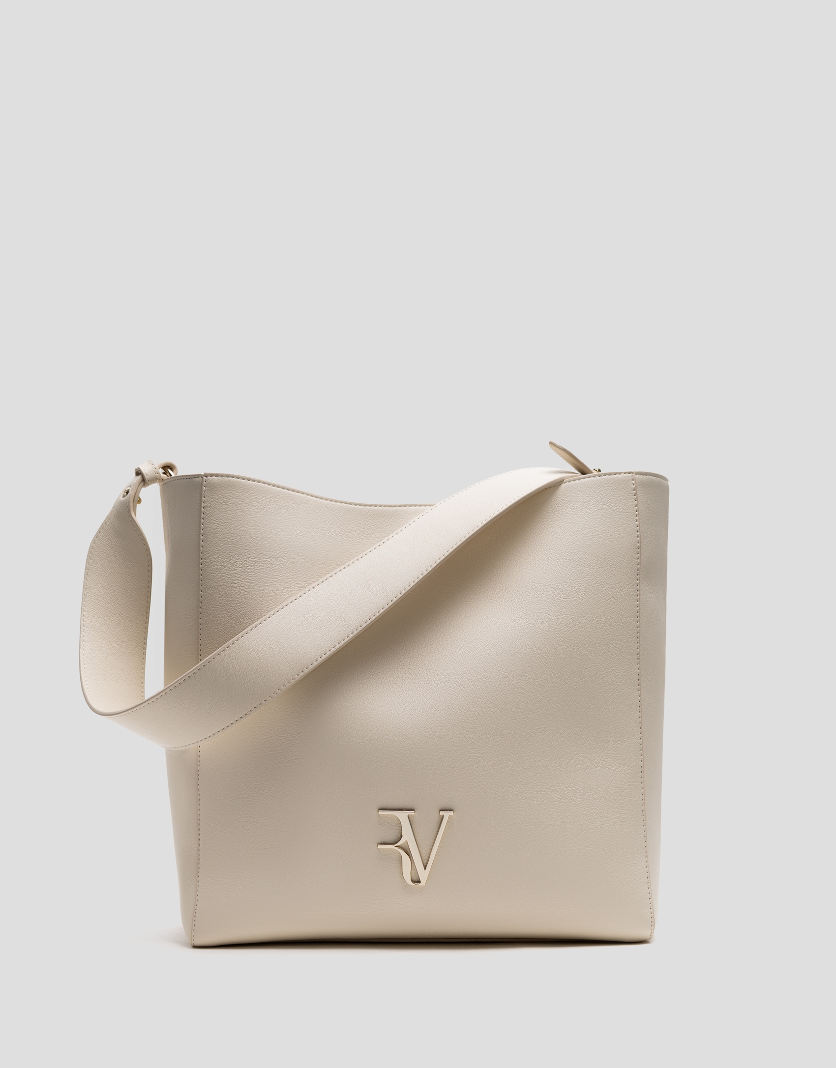 Beige leather Valentina Hobo shoulder bag