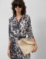 Valentina Hobo shoulder bag in ecru leather