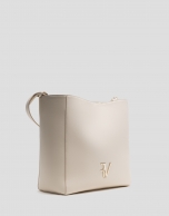 Valentina Hobo shoulder bag in ecru leather