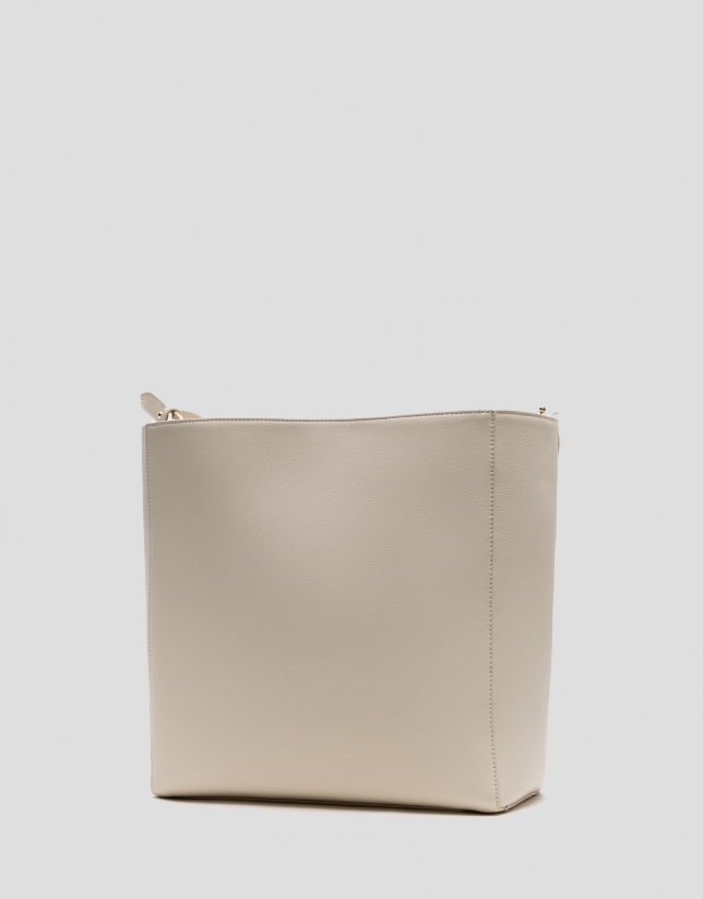 Valentina Hobo shoulder bag in ecru leather