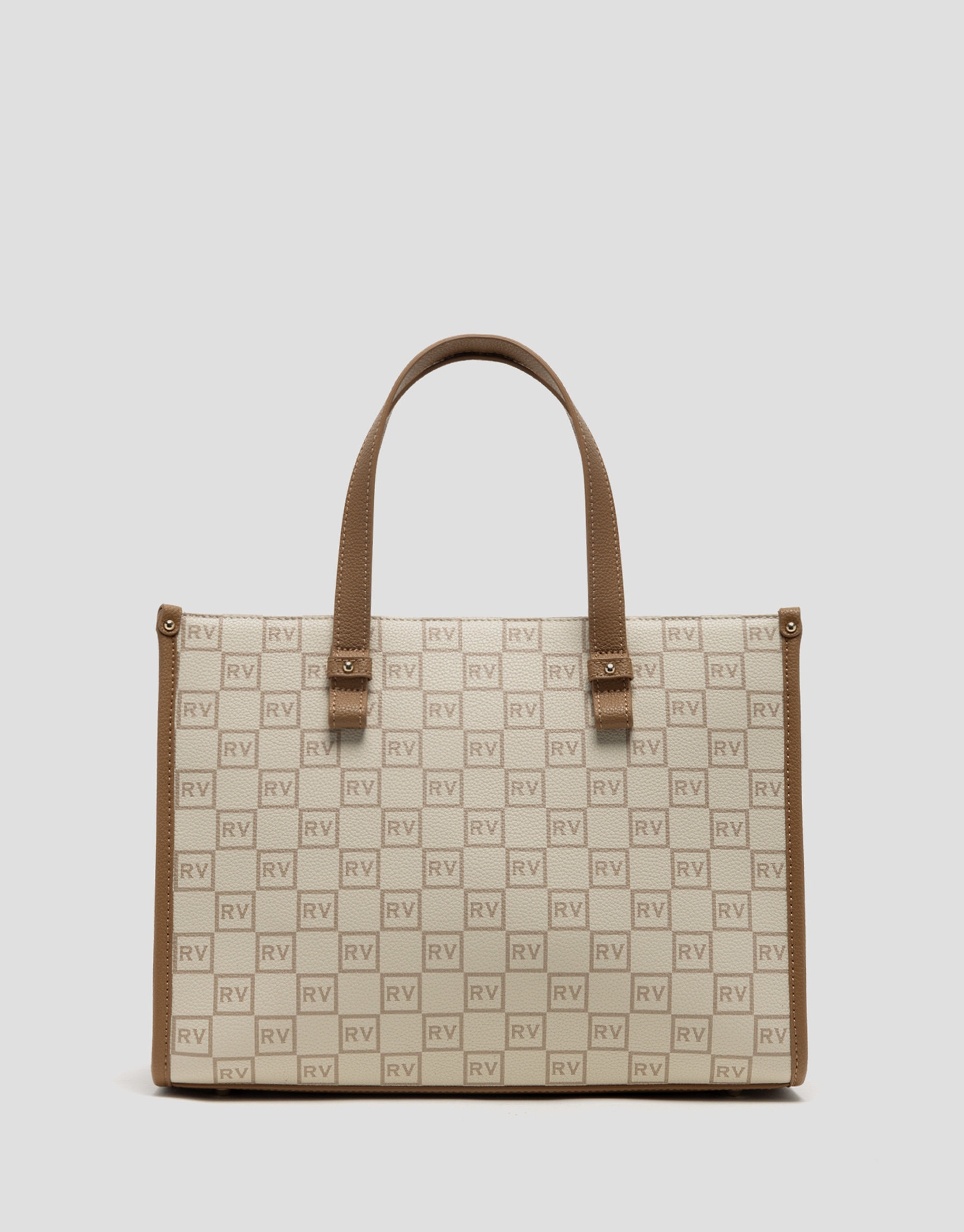 Bolso de mano Gala Satchel Maxi piel logos crema