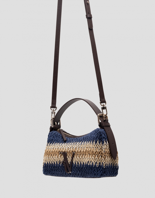 Beige and blue mini Margot handbag