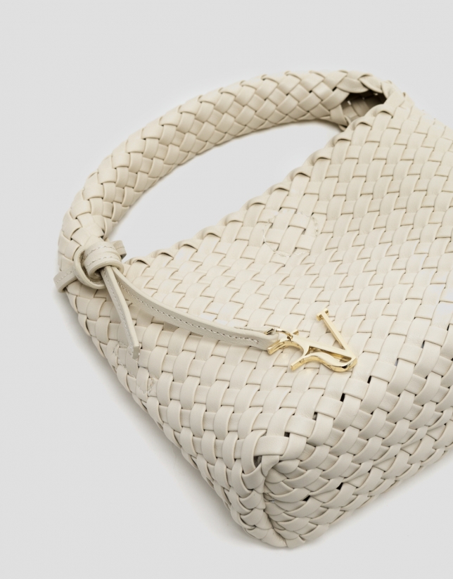 Beige Paula Clutch bag with braided leather 