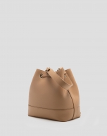 Valentina Bucket handbag in camel leather