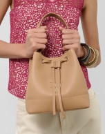 Valentina Bucket handbag in camel leather