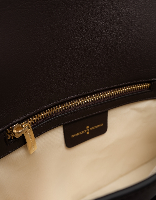 Valentina brown leather shoulder bag