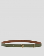 Narrow green saffiano leather belt