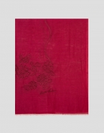 Pink silk and cotton scarf with embroidery