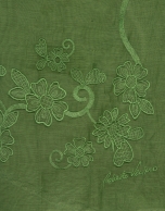 Green silk and cotton scarf with embroidery