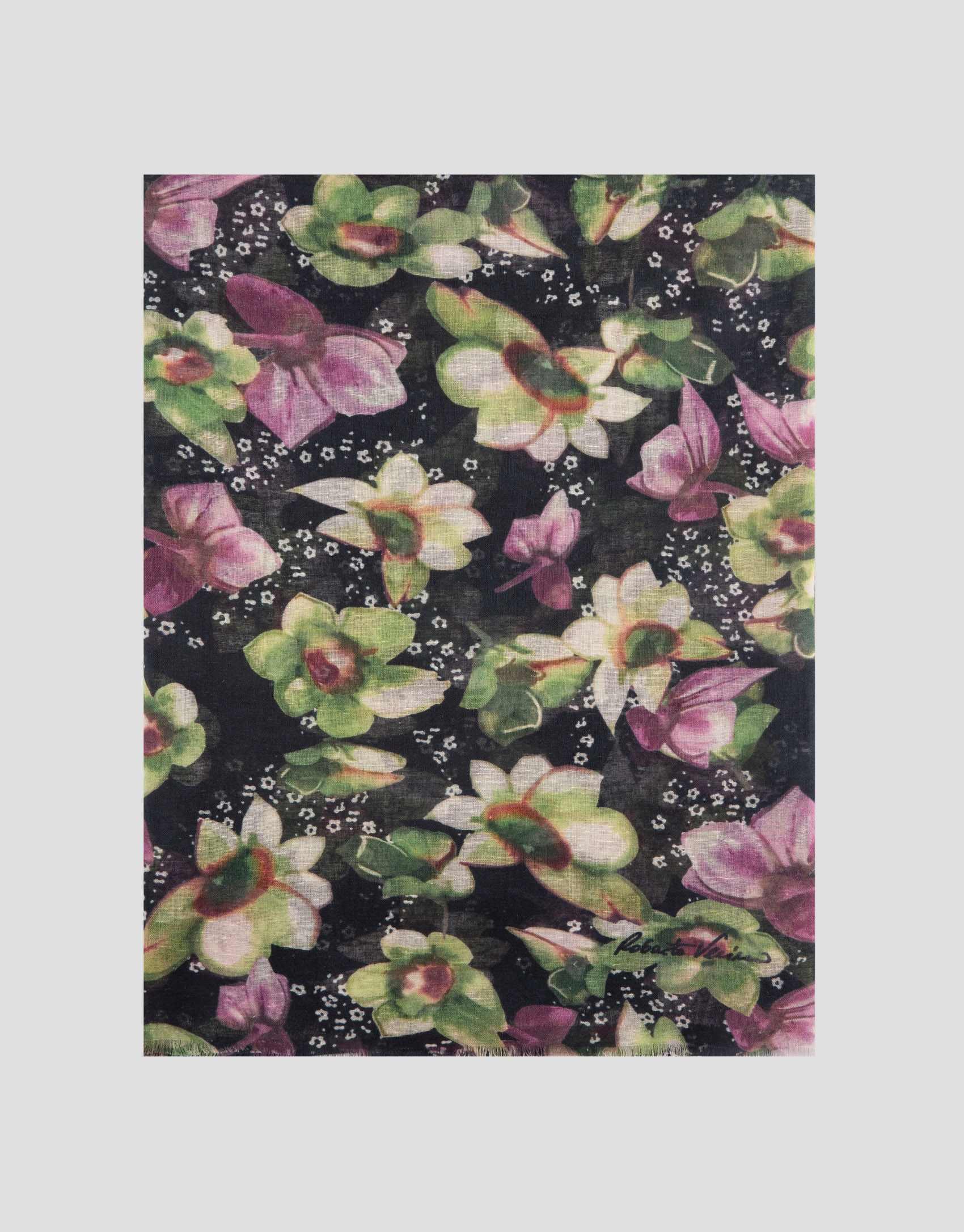 Fular mezcla algodón/lino estampado floral