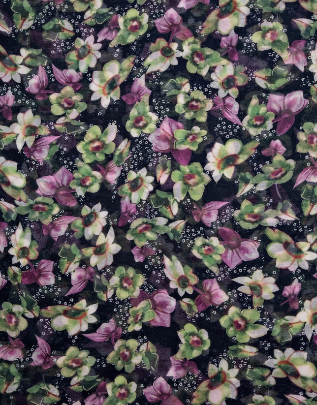 Fular mezcla algodón/lino estampado floral