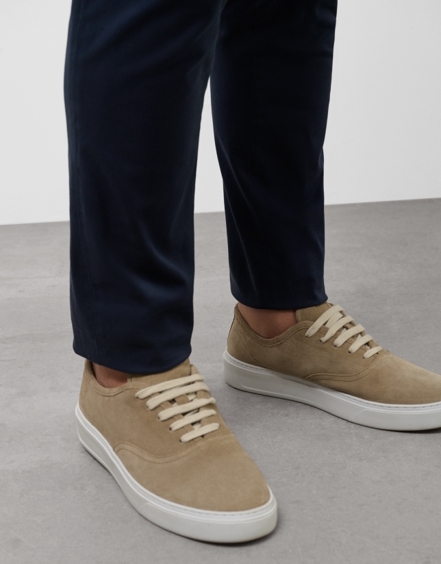 Mink split leather trainers