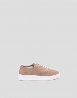 Mink split leather trainers