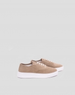 Mink split leather running shoes