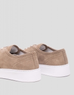 Mink split leather trainers