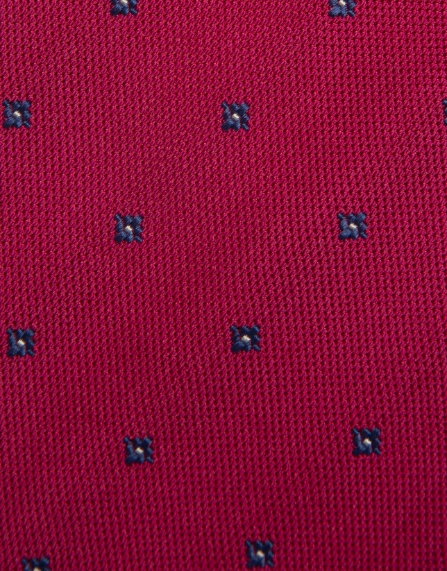 Fuchsia silk tie with floral jacquard 