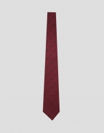 Fuchsia silk tie with floral jacquard 