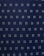 Corbata de seda azul con jacquard geom&eacute;trico plata