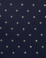 Corbata seda marino con jacquard geom&eacute;trico plata