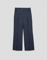 Pantalón recto en tejido vaquero con lino y perfil dorado