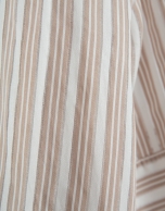 Beige striped jacquard blouse with short sleeves