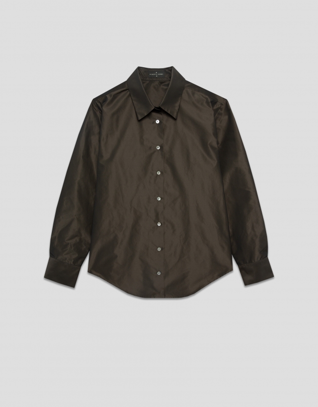 Brown taffeta shirt