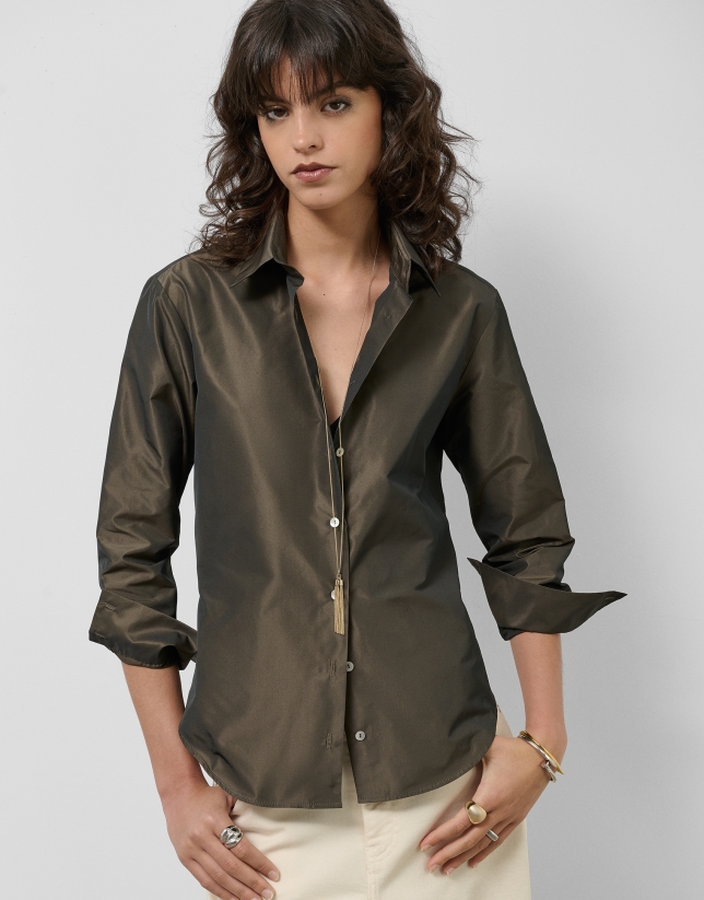 Brown taffeta shirt