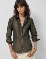 Brown taffeta shirt