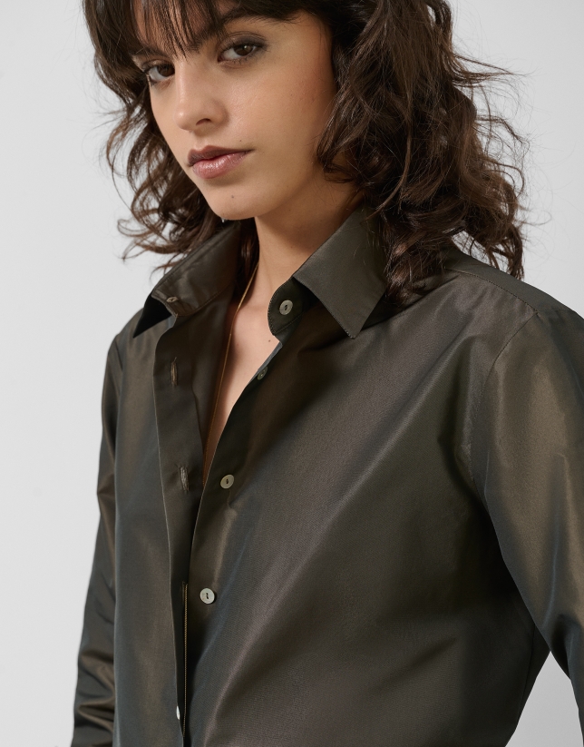 Brown taffeta shirt
