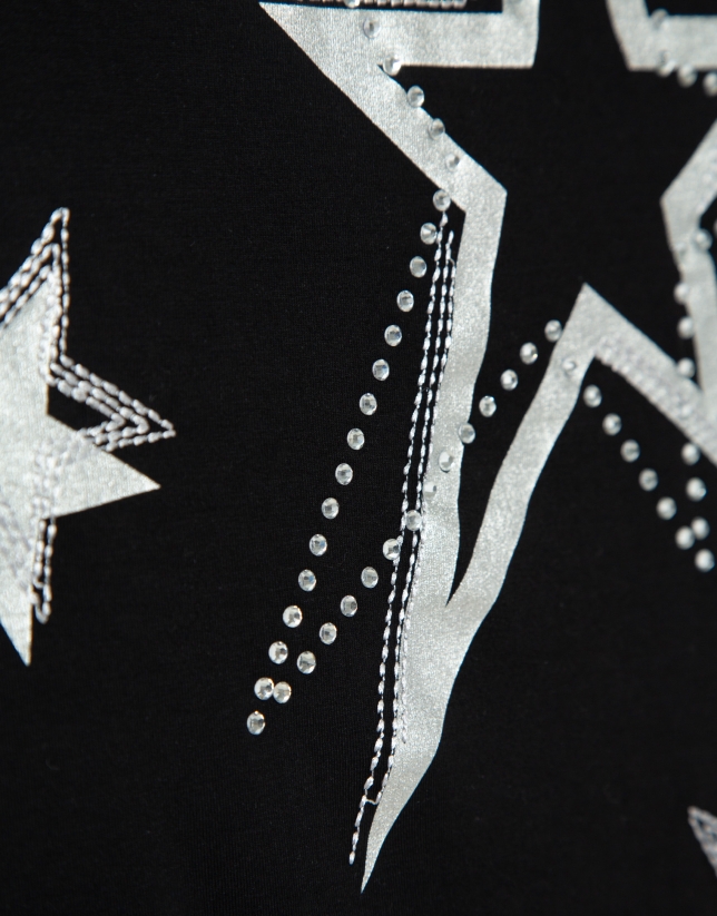 Black cotton tank top with stars 