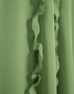 Vestido midi sin mangas con volantes en crepe georgette verde