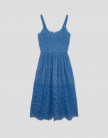 Vestido midi tirantes bordado suizo azul