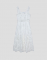 Vestido midi de sisas en guipur blanco